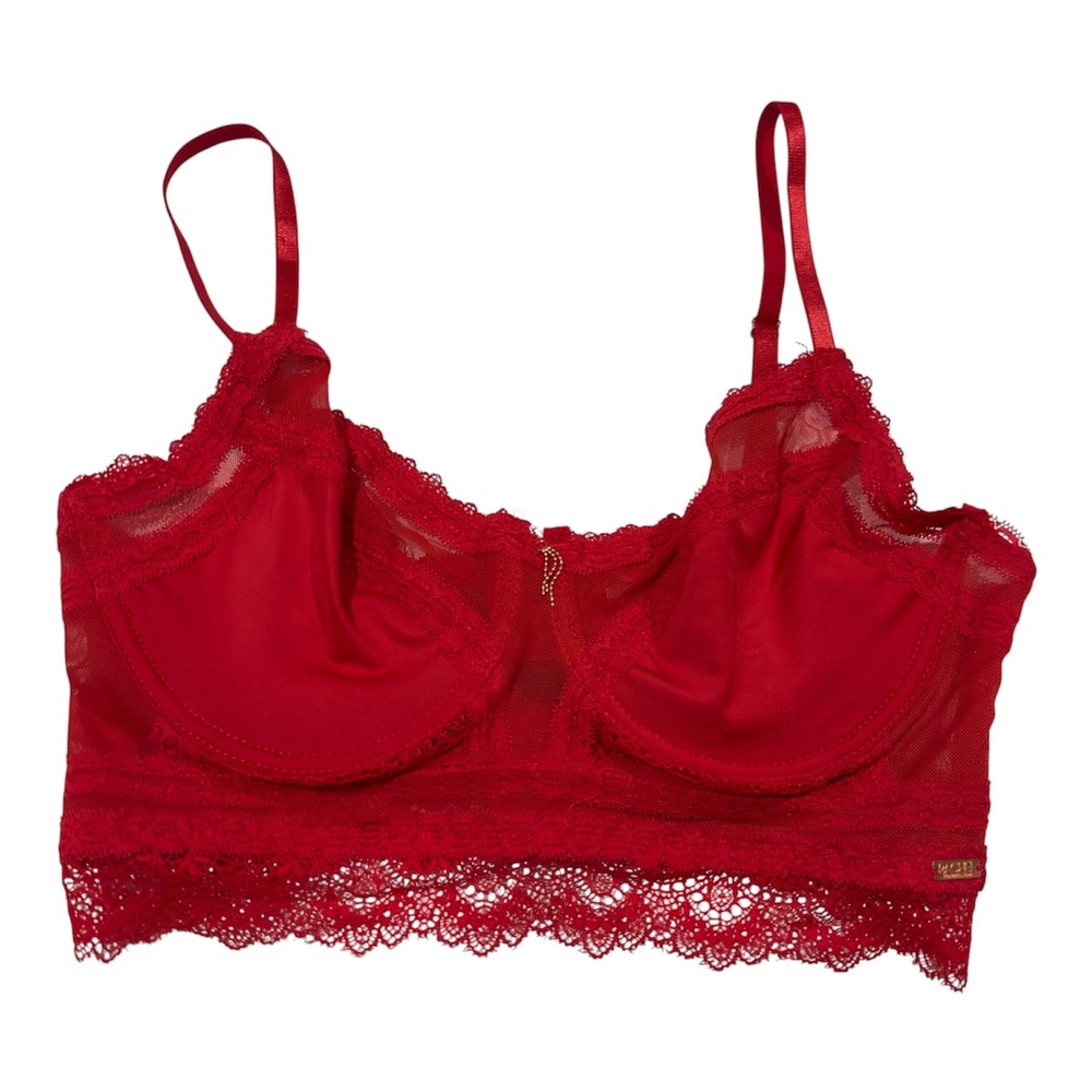 Rachel Rachel Roy Red Lace Longline Underwire Bra 38C RR117SET